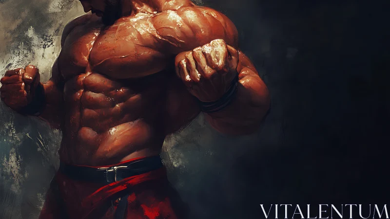 Storm-forged titan flexing under bruised thunderlight.