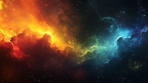 Chromatic nebula corridor bridges warm and cool stellar fields