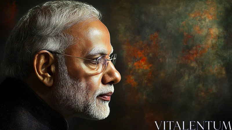 Profile of a wise elder against ember-touched twilight haze.