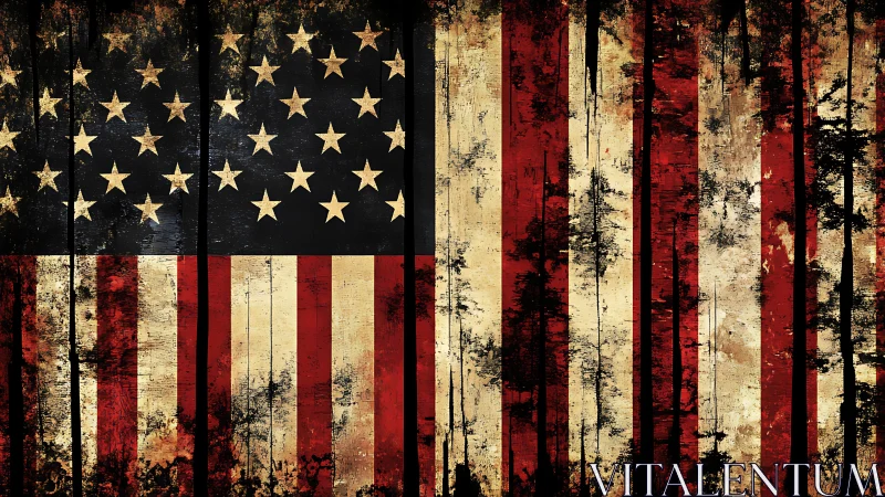 Weathered Stars and Stripes: Distressed Flag Art.