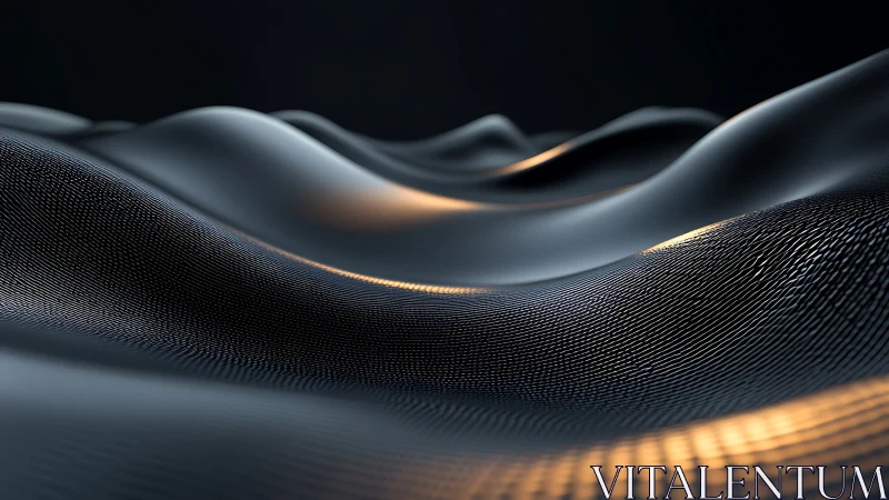 Metallic data waves with glowing golden highlights at dusk.