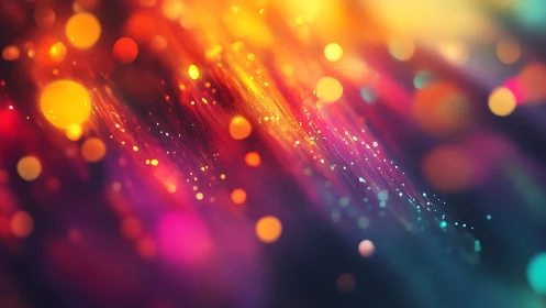 Chromatic fiber-optic light streaks with defocused bokeh field.