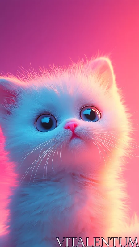 Neon Gradient Feline Portrait with Chromatic Aberration Effects