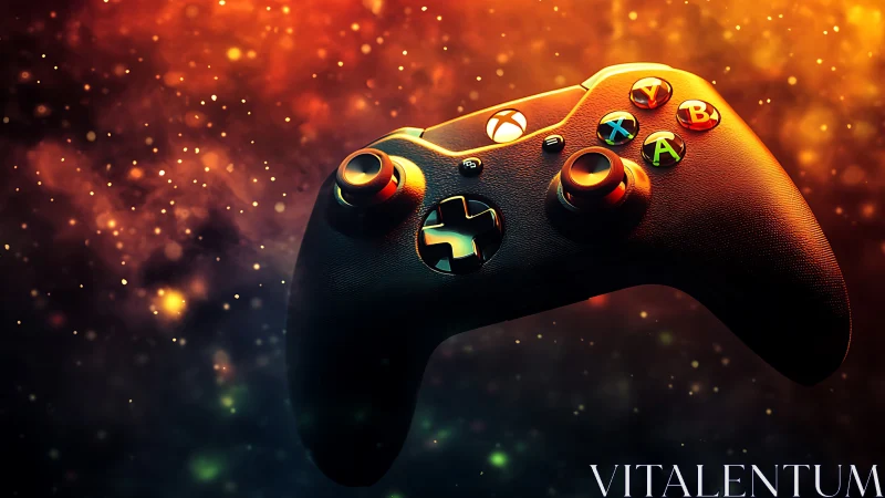 Gaming Controller Ignites Neon Dreams in Fiery Digital Glow