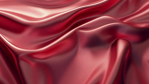 Crimson satin waves quietly fold into liquid twilight