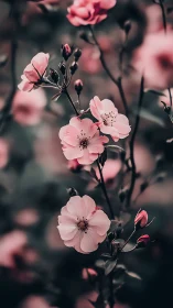 Delicate Pink Blooms in Soft Focus Garden.