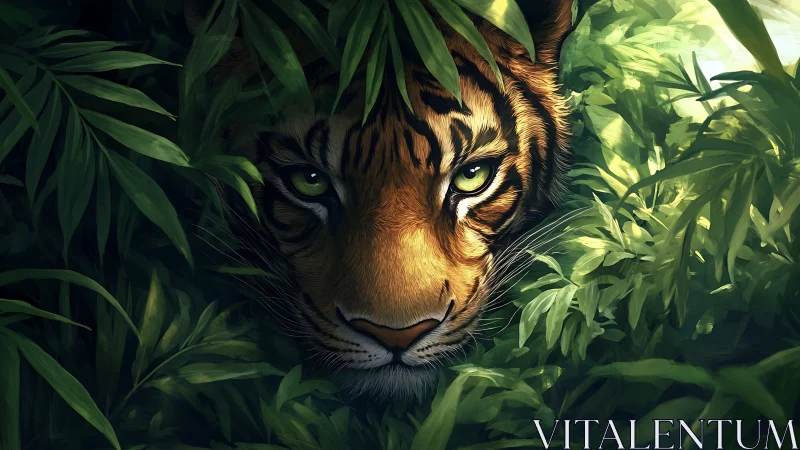 Jungle shadows cradle a tiger’s patient emerald stare