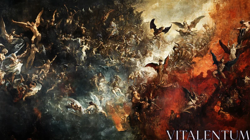 Angelic and demonic legions clash across divided celestial sky