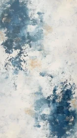 Abstract blue and white textured vertical surface painting.