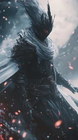 Dark wraith champion in wind-swept cinematic digital painting.