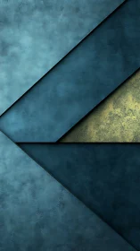 Layered teal metal panels with textured golden accent wedge