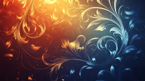 Dual-toned floral swirl pattern with warm and cool gradients.
