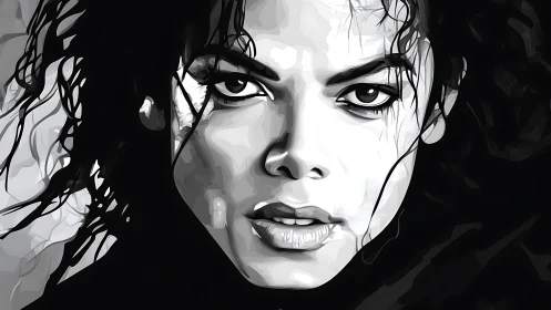 Monochrome icon gaze carved in bold grayscale shadows.