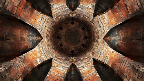 Circular brick tunnel interior forms radiating vaulted pattern