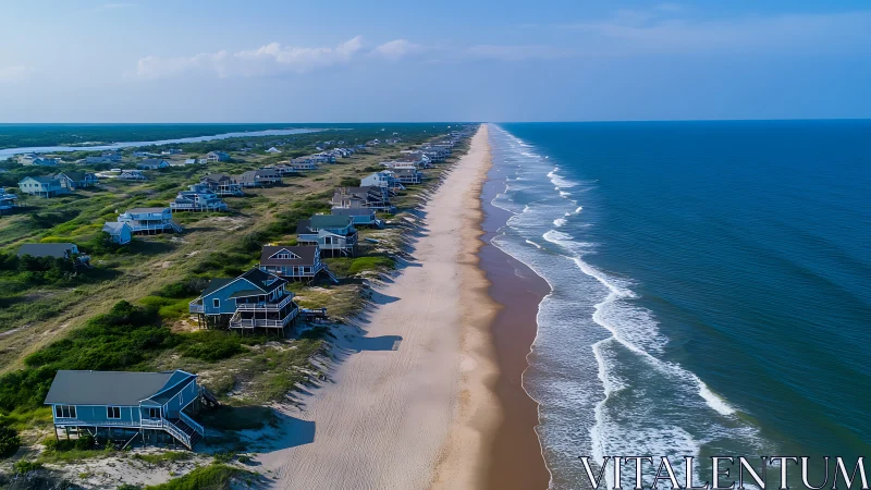 Outer Banks Coastal Community Along Sandy Shores.