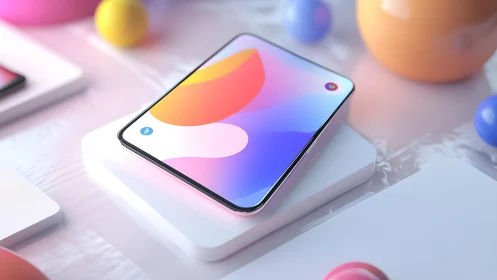 Sleek Modern Smartphone on Minimalist Pastel Desk, Digital Art.