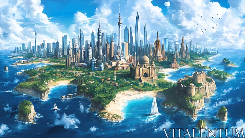 Fantastical Island City: Digital Rendering of Metropolitan Archipelago