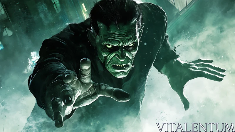 Green-lit undead creature lunges forward in extreme foreshortened perspective