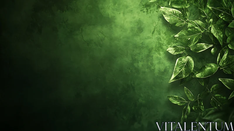 Vibrant green foliage frames a softly textured background.