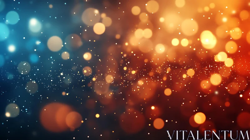 Abstract bokeh lights in blue and orange, dreamy digital art style.