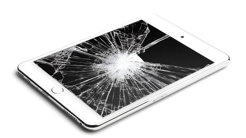 Shattered Device Screen Impact: Digital Destruction Visualization.