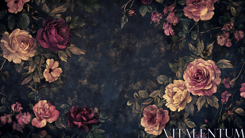 Vintage Roses in Moody Elegance: A Timeless Garden.