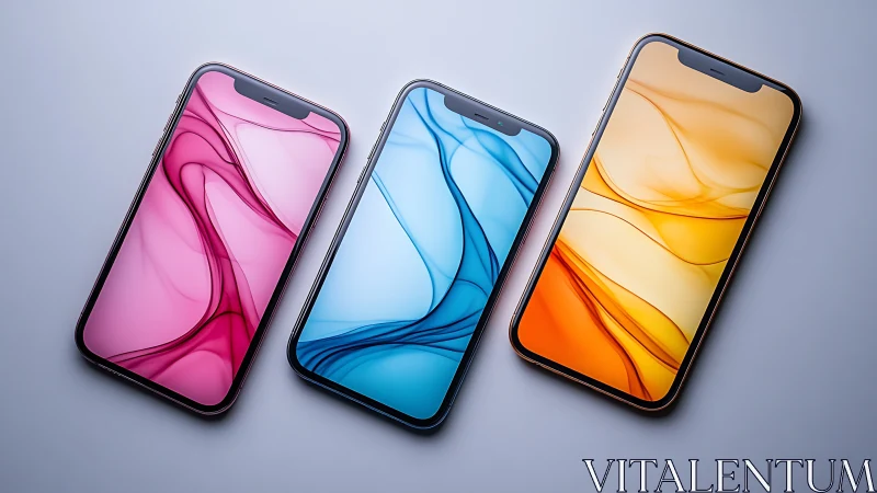 Vibrant Digital Dreams on Glass: Your Colorful Phone Companions.