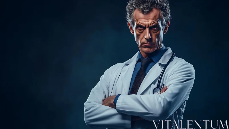 Clinician portrait uses directional lighting and high contrast rendering