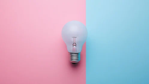 Soft pastel split background with a single glowing idea bulb.