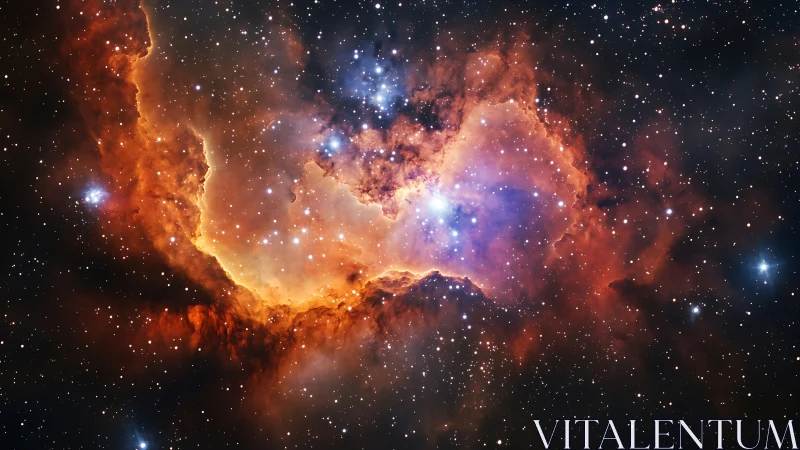 Stellar nebula glows with ionized gas and newborn stars.