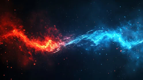 Celestial fire and ice collide in a cosmic energy ribbon.
