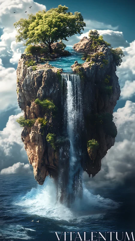 Floating Island Paradise. Waterfall Dreams Come True.
