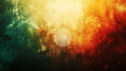 Abstract Colorful Grunge Texture with Central Circle Element.