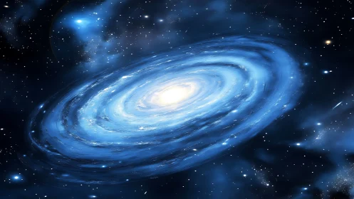 Spiral galaxy glows with bright central core in deep space