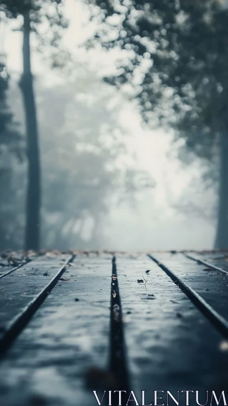 Low-Angle Wooden Boardwalk with Cumulus Cloud Formation and Atmospheric Depth