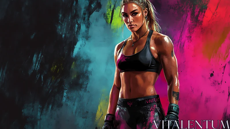 Neon Warrior: Electric Vision in Ultraviolet Storm.