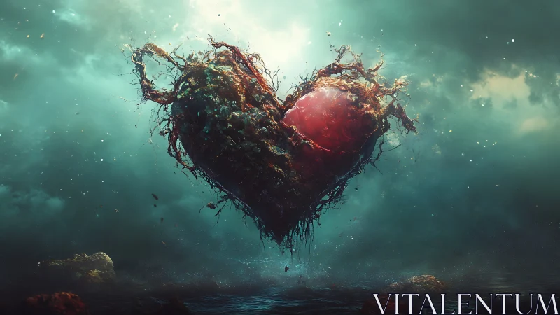 Fractured Heart in Ethereal Storm.