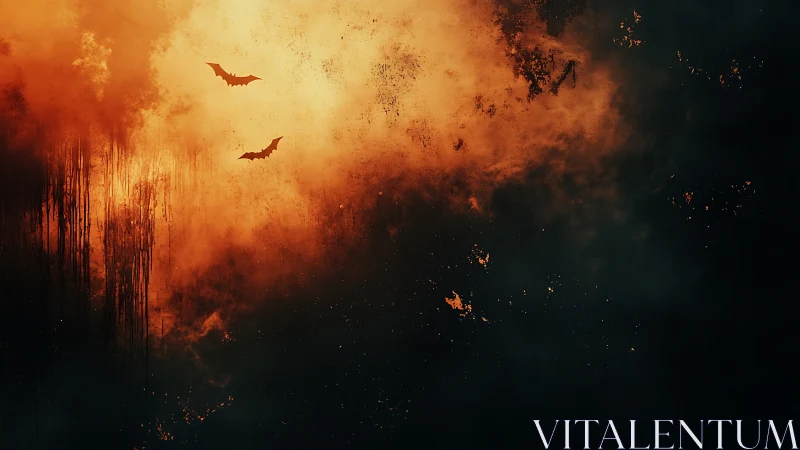 Bats Flying Through an Apocalyptic Inferno.