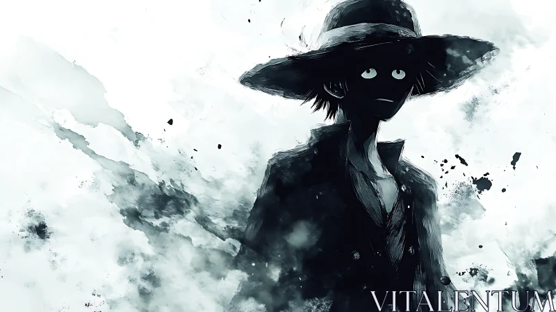 Shadowed wanderer in inky storm of drifting dreams.