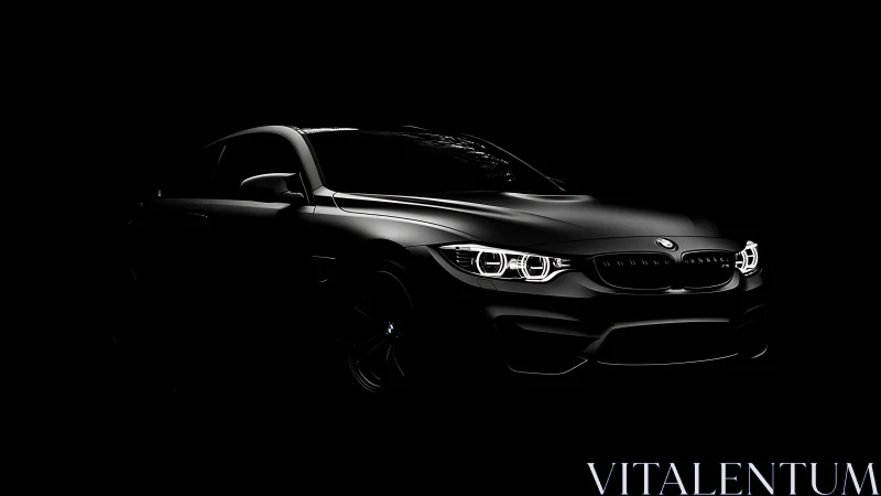 Midnight coupe prowls through shadow with razor-bright eyes.