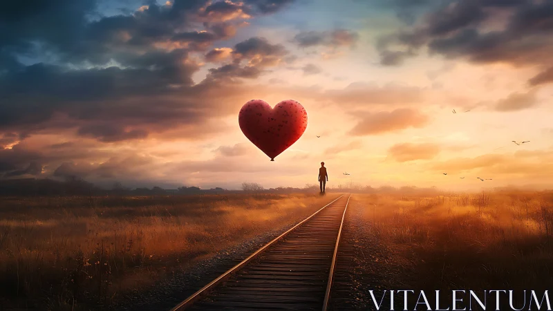 Heart-Shaped Dream Across the Golden Rails.