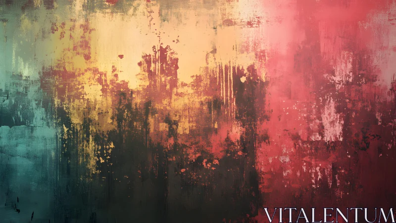 Abstract Colorful Grunge Painting with Textured Brush Strokes.