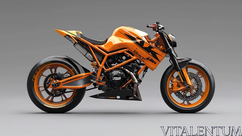 High-performance orange streetfighter motorcycle rendered in 3D