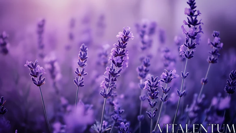 Purple lavender flowers photographed with shallow depth of field