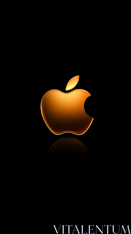 Golden Apple Icon Glows Against Darkness