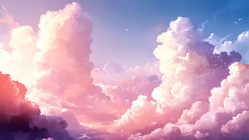 Volumetric cumulus cloudscape with warm spectral light gradients