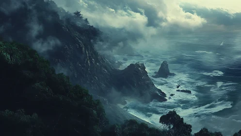 Mist-Crowned Sentinel: Where Cliffs Dare to Kiss the Tempest.