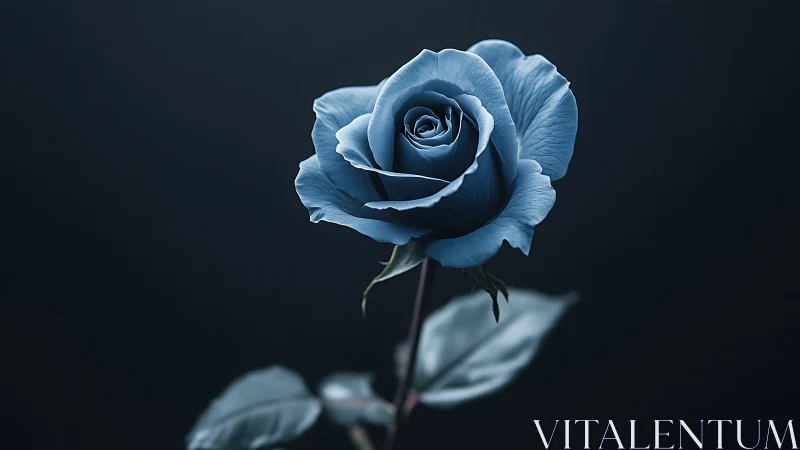 Blue Rose with Shallow Depth of Field on Monochromatic Background