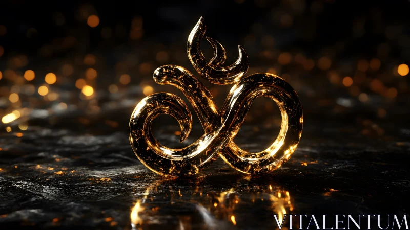 Golden Om Symbol in Modern Artistic Style with Glowing Highlights.
