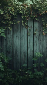 Quiet garden fence wrapped in wandering green vines.